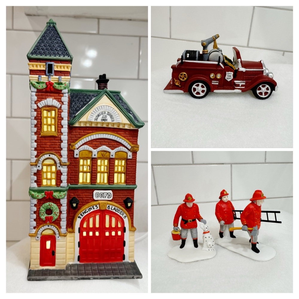 Dept 56 | Red Brick Fire Station, Fire Truck & Brigade | Christmas In The City